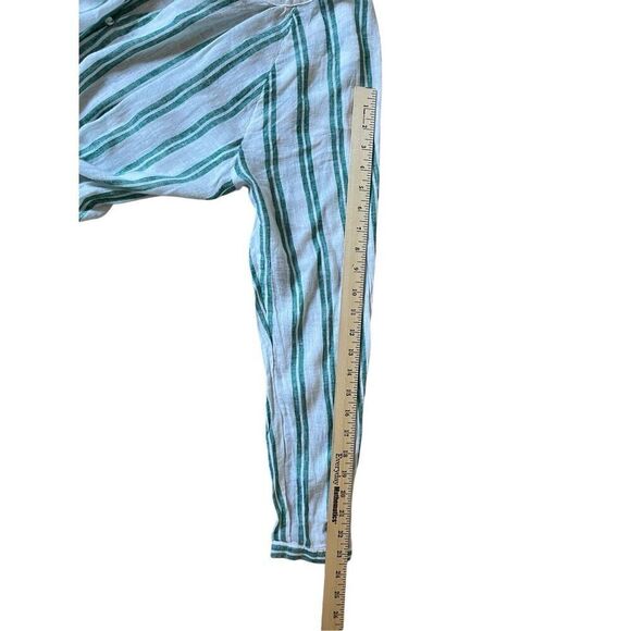 NEW RAILS Jasmine Dress Size L Green White Linen Blend Mini Long Sleeve - Picture 12 of 12